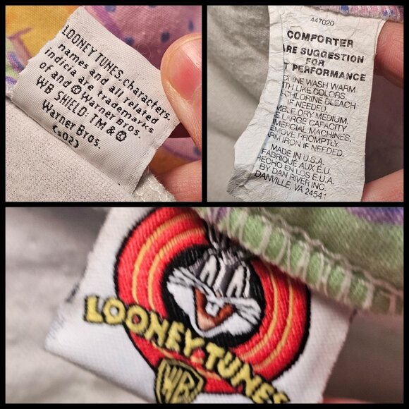 90s Tweety Bird Girls Patchwork Toddler Comforter Coverlet Blanket 37 X 58" USA - Picture 9 of 11